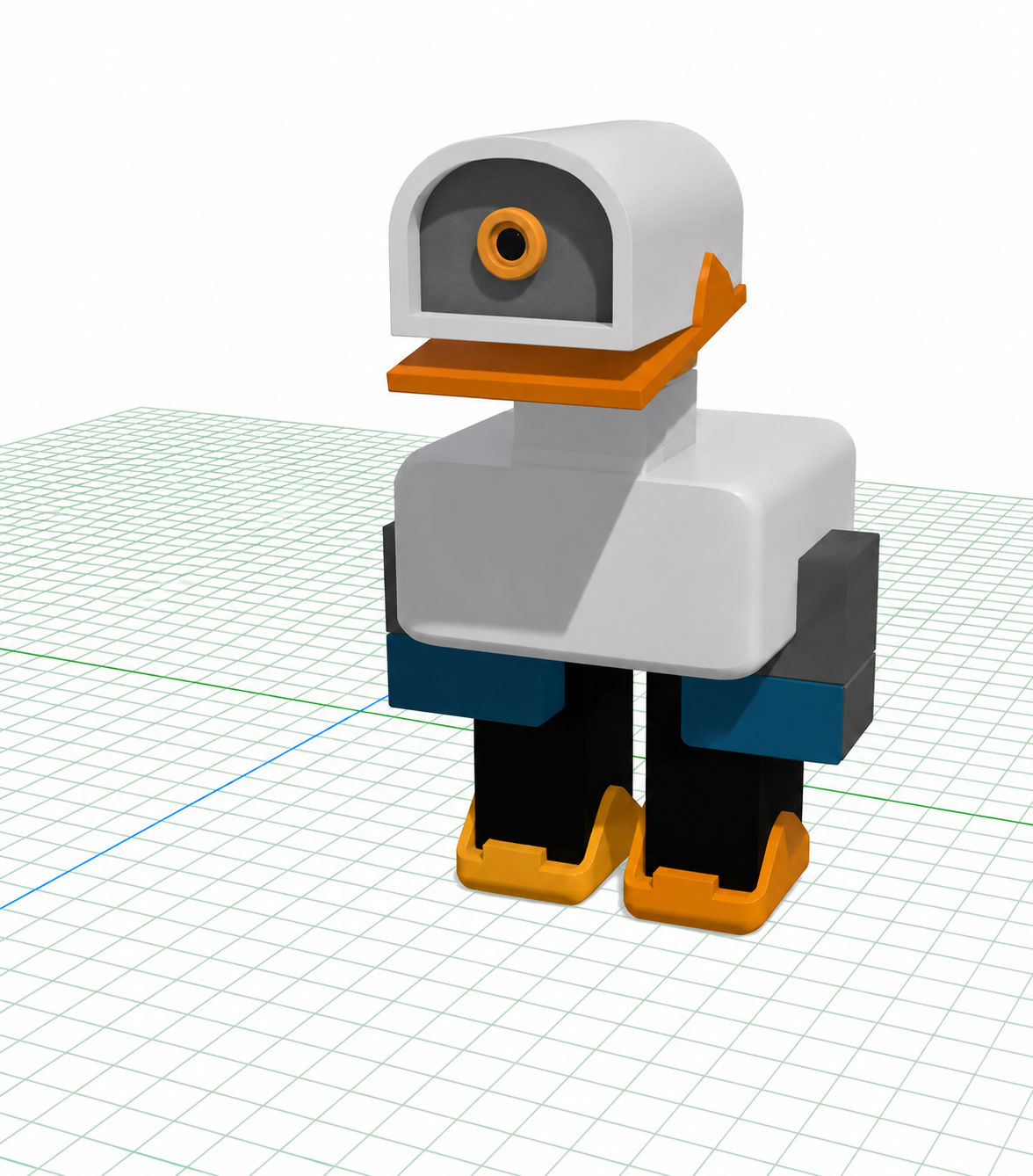 A duck that walks on two legs.