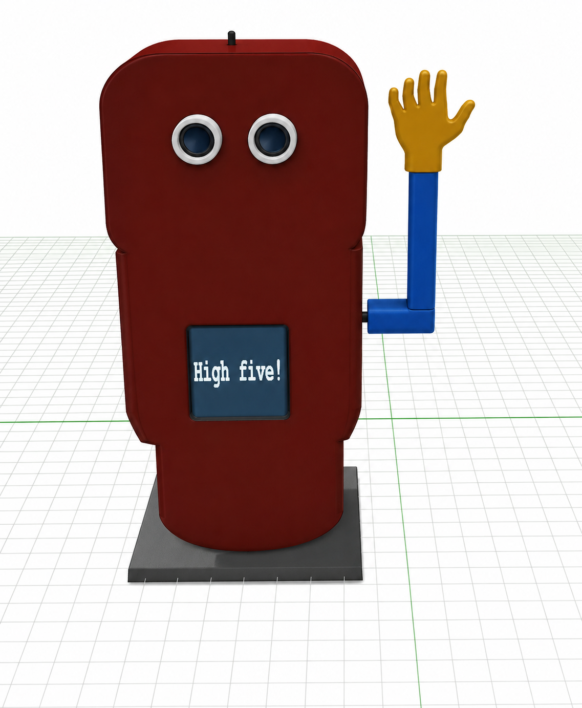 A robot that waves hello.